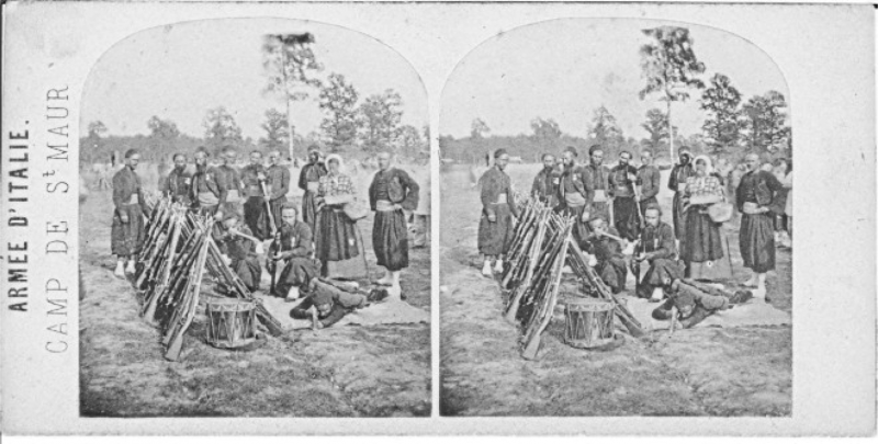 Figure 4. French Army in Bivouac, 1859
                            , by the Gaudin Brothers, 1859. Stereograph. Courtesy of vintagephotosjohnson.com.
